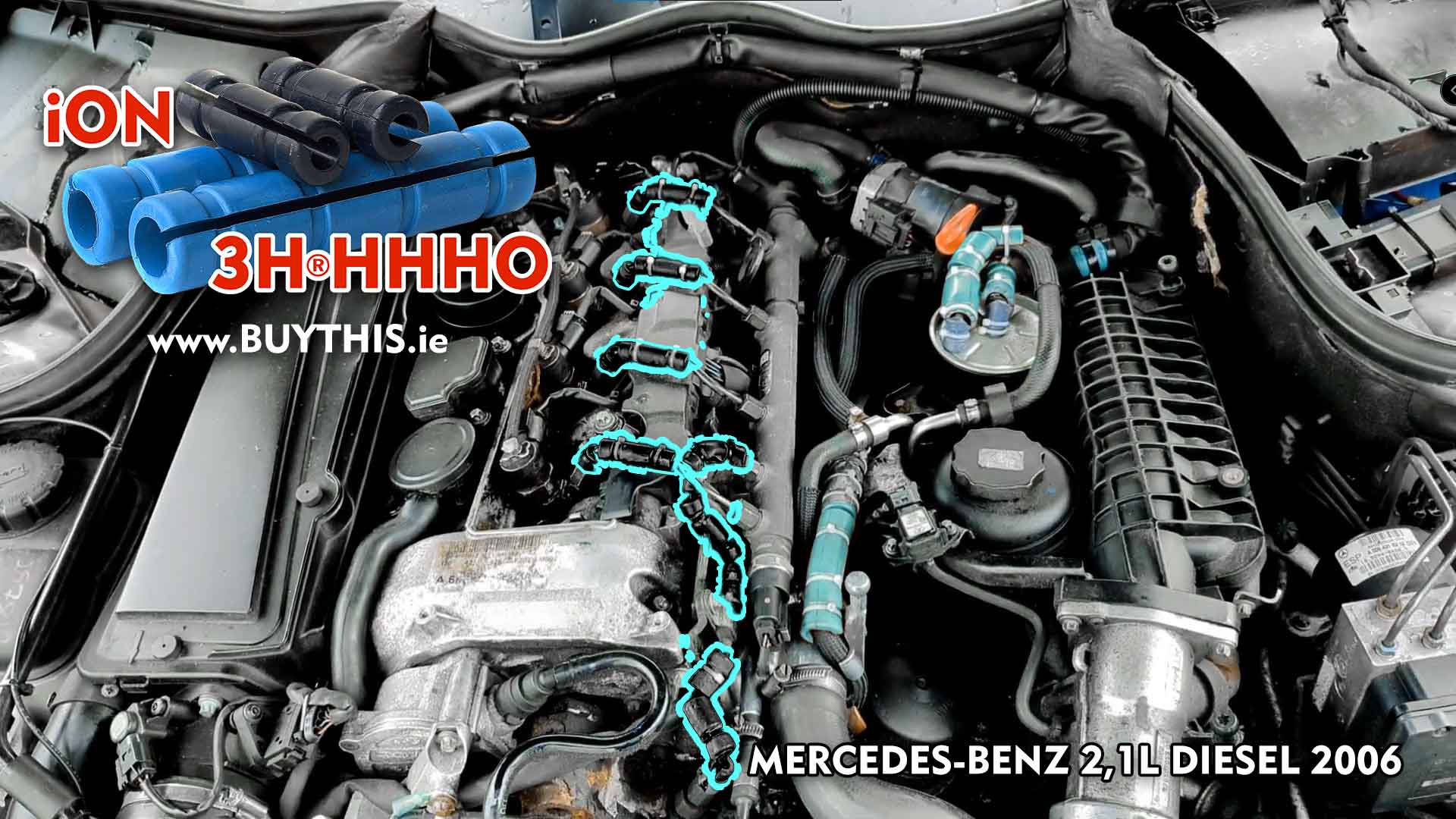 Mercedes-Benz C200 W203 2.1L diesel 4-cylinder engine ion 3HHHO no need hydrogen hho kit hho generator hho gas